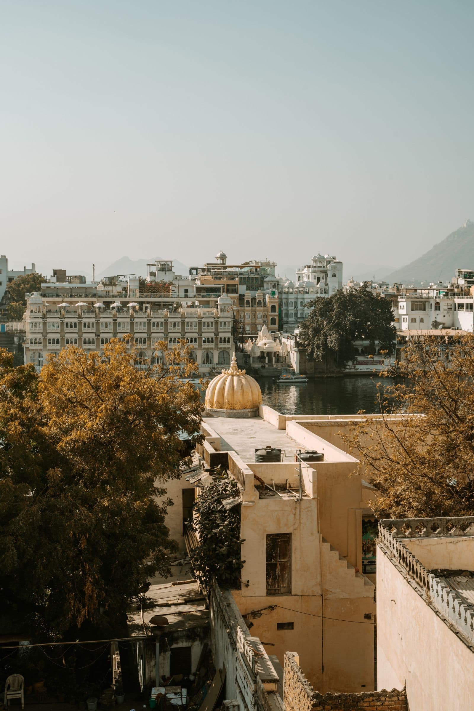 Udaipur’s traditional lakeside architecture and old-city skyline.